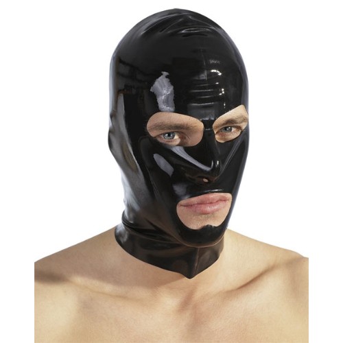 Late X - Latex-Kopfmaske mit Öffnungen - schwarz